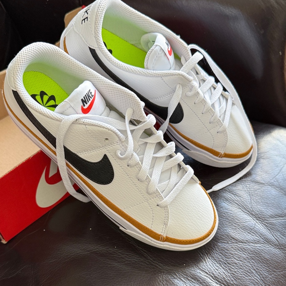 Brand new Nike White and Black Sneakers with Gold Trim! - Picture 3 of 6